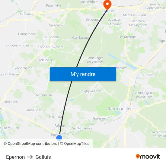 Epernon to Galluis map