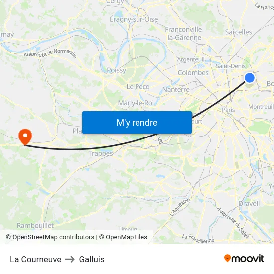 La Courneuve to Galluis map