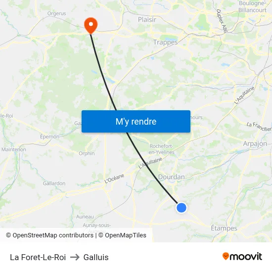 La Foret-Le-Roi to Galluis map