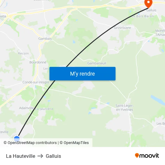 La Hauteville to Galluis map