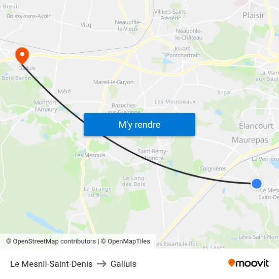 Le Mesnil-Saint-Denis to Galluis map