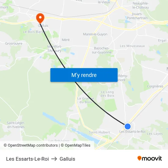 Les Essarts-Le-Roi to Galluis map