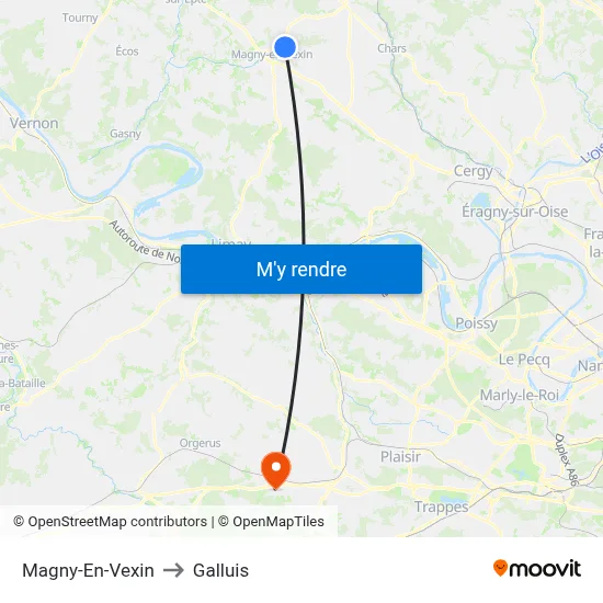 Magny-En-Vexin to Galluis map