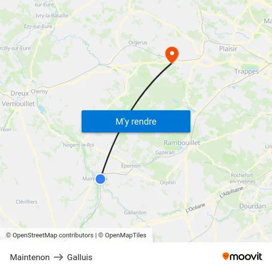 Maintenon to Galluis map