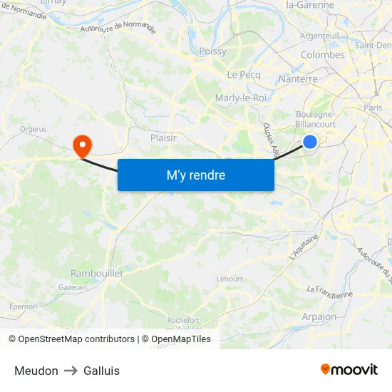Meudon to Galluis map