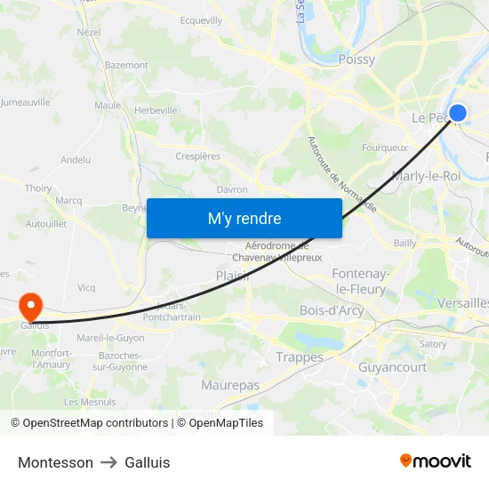 Montesson to Galluis map