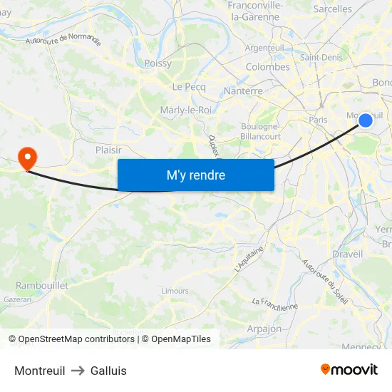 Montreuil to Galluis map