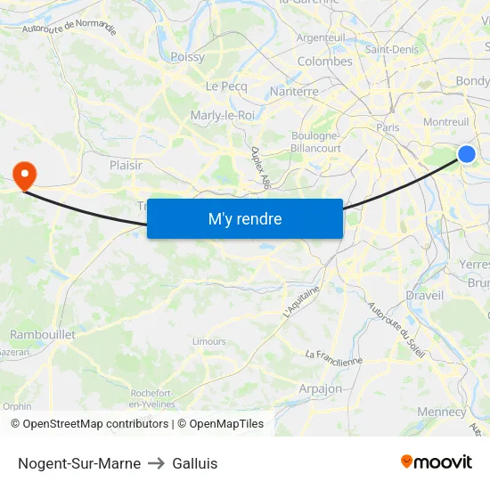Nogent-Sur-Marne to Galluis map