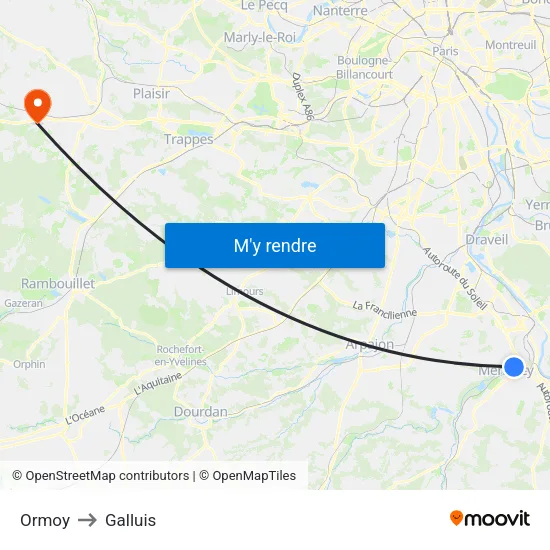 Ormoy to Galluis map