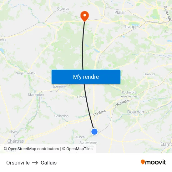 Orsonville to Galluis map