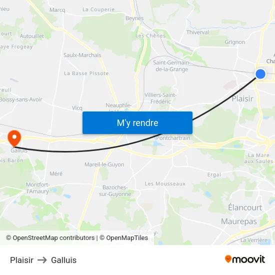 Plaisir to Galluis map