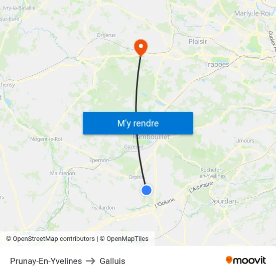 Prunay-En-Yvelines to Galluis map