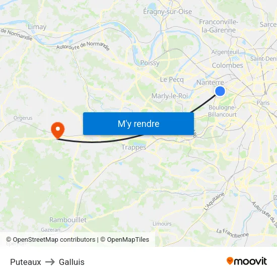 Puteaux to Galluis map