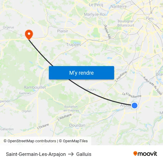 Saint-Germain-Les-Arpajon to Galluis map