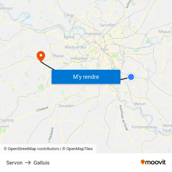 Servon to Galluis map