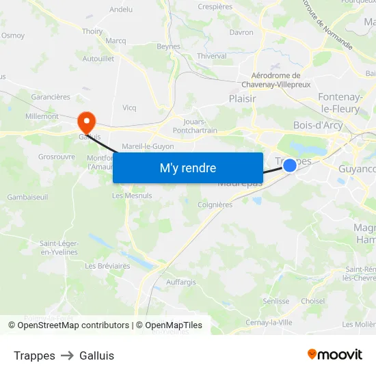 Trappes to Galluis map
