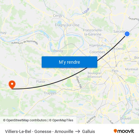 Villiers-Le-Bel - Gonesse - Arnouville to Galluis map