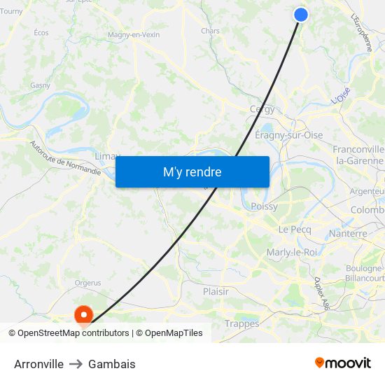 Arronville to Gambais map