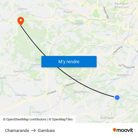 Chamarande to Gambais map