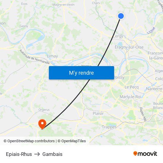 Epiais-Rhus to Gambais map