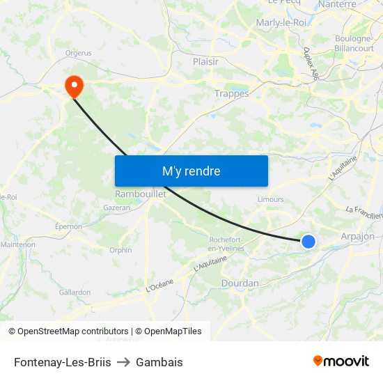 Fontenay-Les-Briis to Gambais map