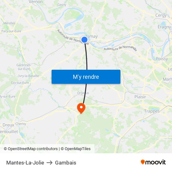 Mantes-La-Jolie to Gambais map