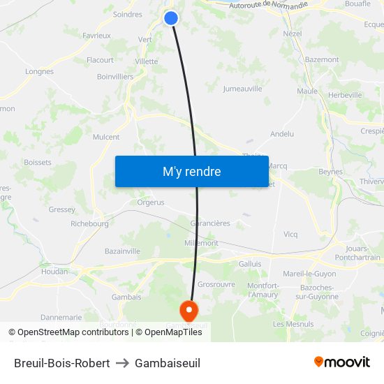 Breuil-Bois-Robert to Gambaiseuil map