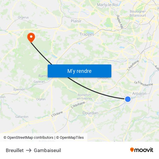 Breuillet to Gambaiseuil map
