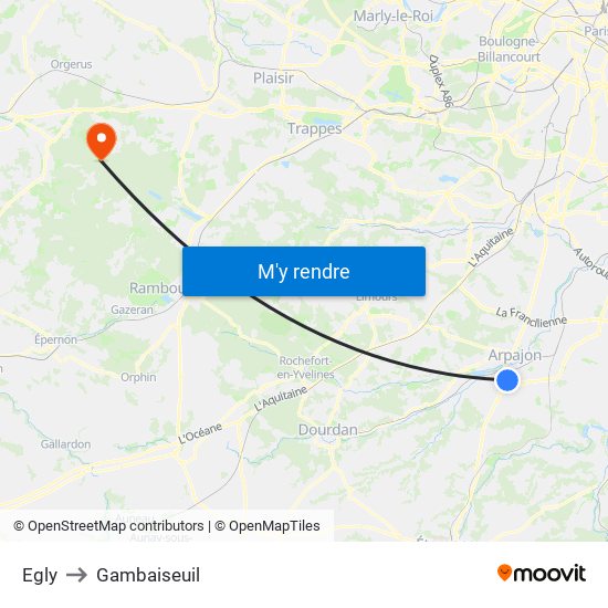 Egly to Gambaiseuil map