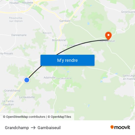 Grandchamp to Gambaiseuil map