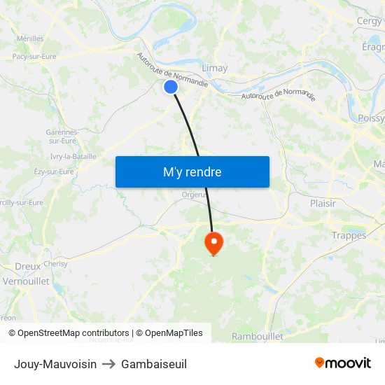 Jouy-Mauvoisin to Gambaiseuil map