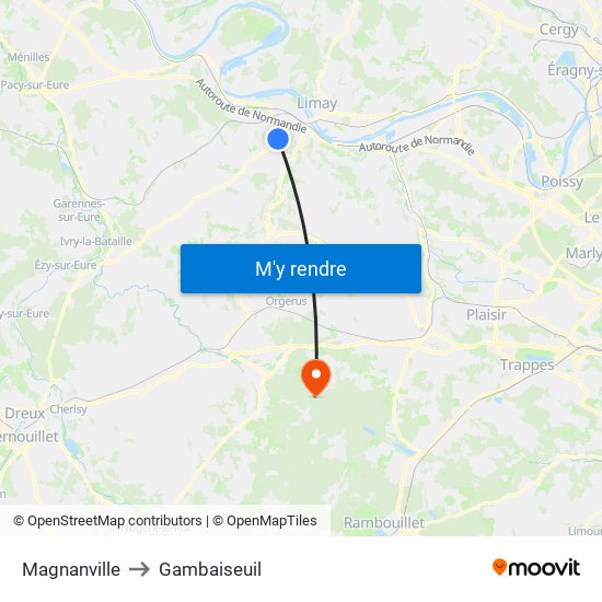 Magnanville to Gambaiseuil map