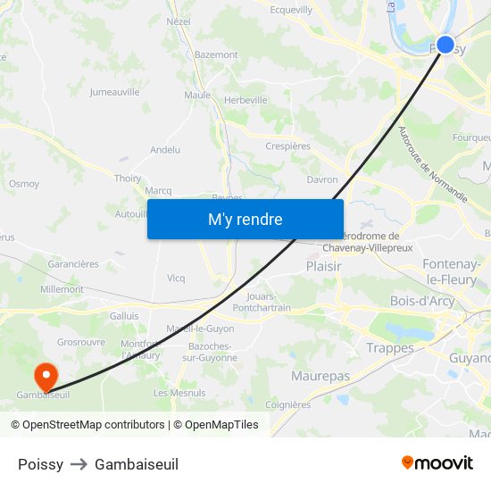 Poissy to Gambaiseuil map