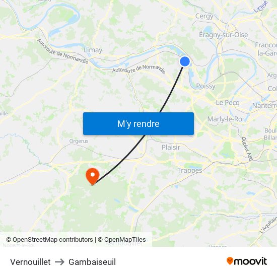 Vernouillet to Gambaiseuil map