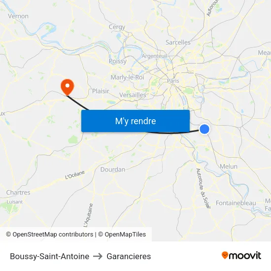 Boussy-Saint-Antoine to Garancieres map
