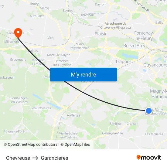 Chevreuse to Garancieres map