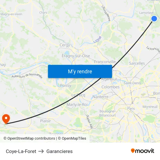Coye-La-Foret to Garancieres map
