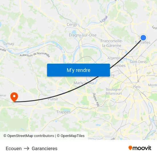 Ecouen to Garancieres map