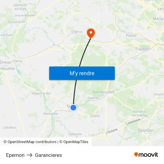 Epernon to Garancieres map