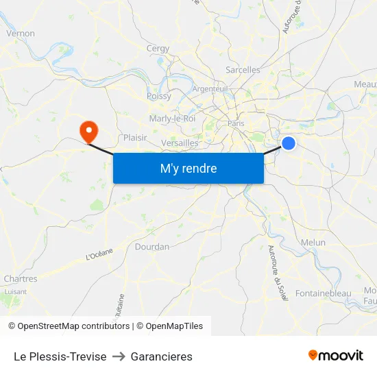 Le Plessis-Trevise to Garancieres map