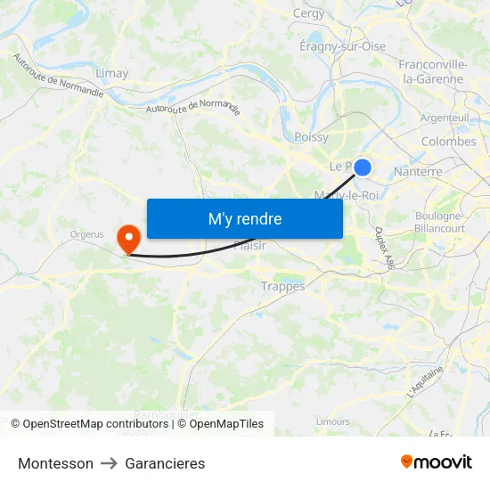 Montesson to Garancieres map
