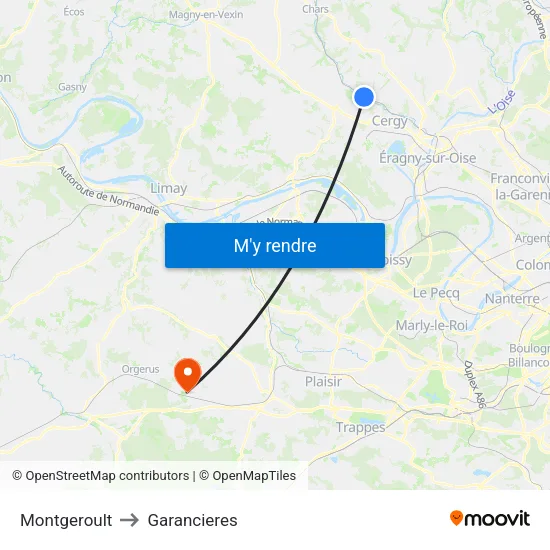 Montgeroult to Garancieres map