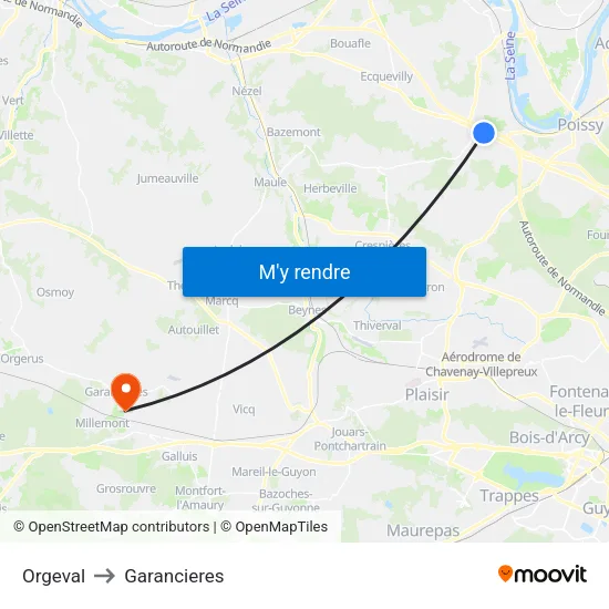 Orgeval to Garancieres map