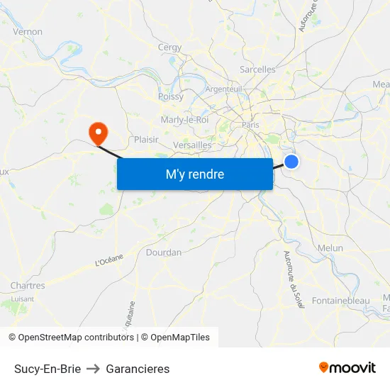 Sucy-En-Brie to Garancieres map