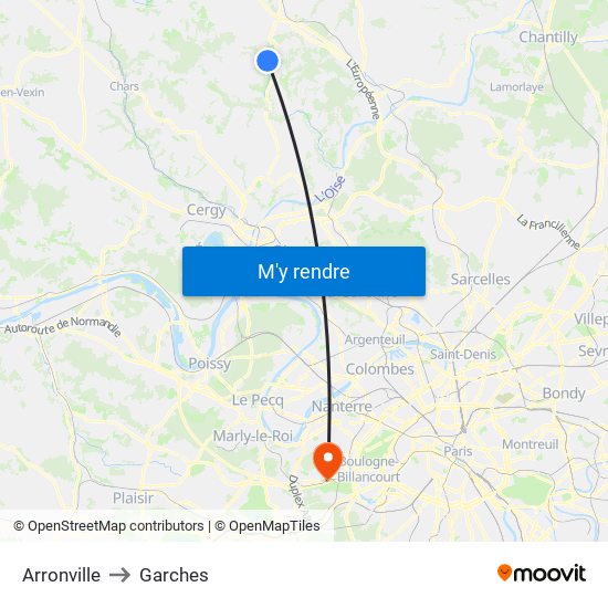Arronville to Garches map