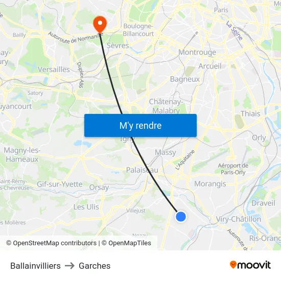 Ballainvilliers to Garches map