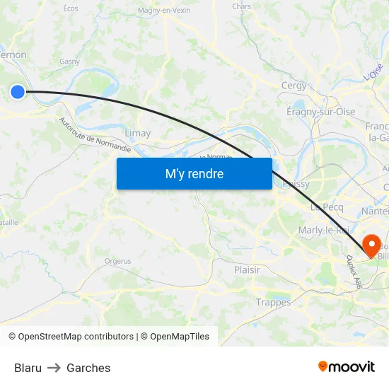 Blaru to Garches map