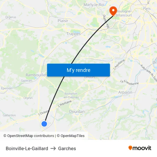 Boinville-Le-Gaillard to Garches map