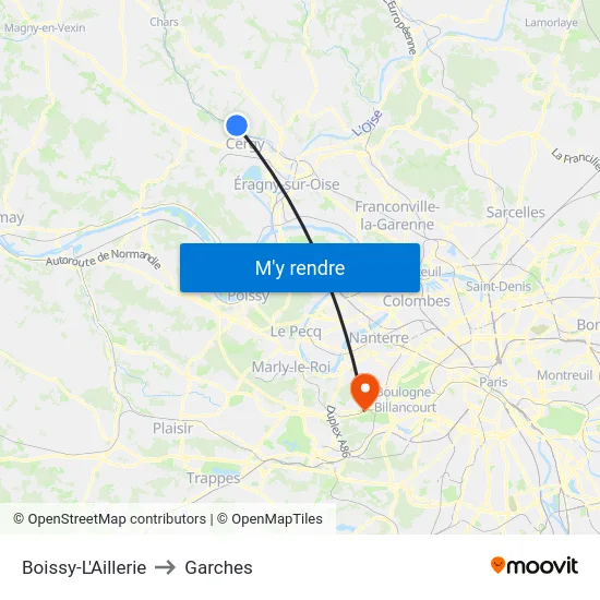 Boissy-L'Aillerie to Garches map