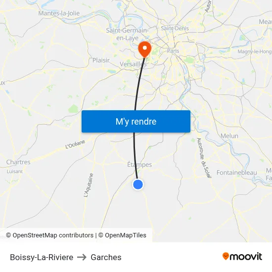 Boissy-La-Riviere to Garches map